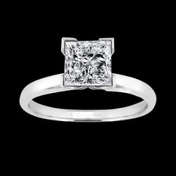 2 Carat Princess Real Diamond Solitaire Wedding Ring White Gold