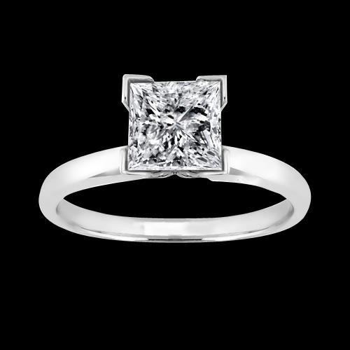 2 Carat Princess Real Diamond Solitaire Wedding Ring White Gold