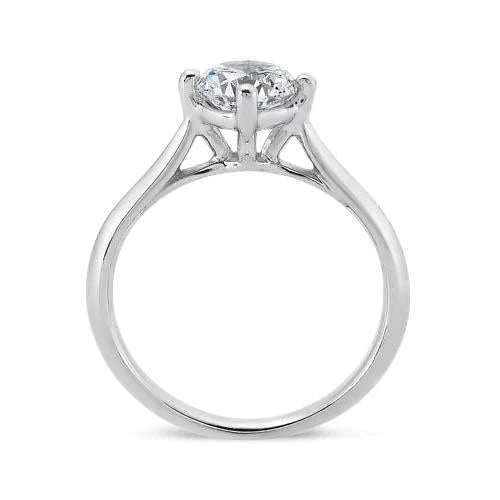 Prong Setting Round Brilliant Real Diamond Solitaire Ring
