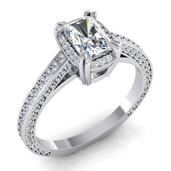 2 Carat Radiant Cut Real Diamond Ring Cathedral Setting Gold 14K