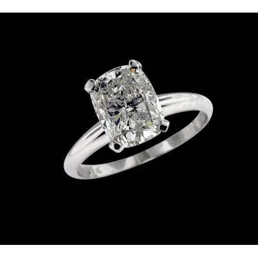 2 Carat Radiant Real Diamond Solitaire Engagement Ring