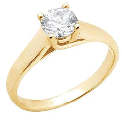 2 Carat Real Natural Earth Mined Diamond Solitaire Gold Yellow Ring Prong Style