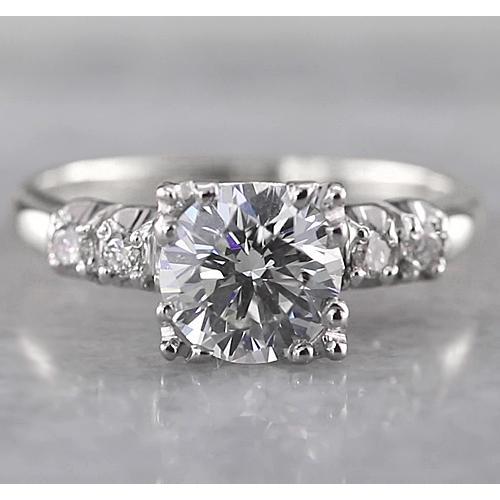 2 Carat Round Real Diamond Engagement Ring White Gold 14K