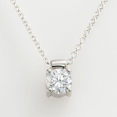 2 Carat Round Real Diamond Necklace Pendant White Gold 14K