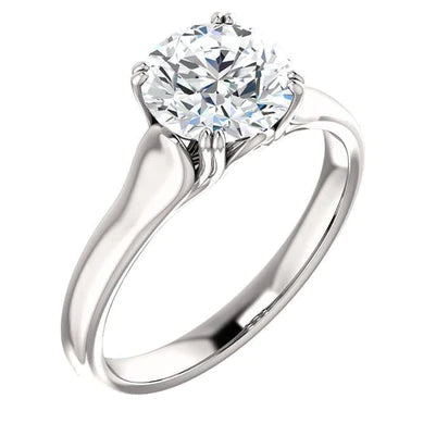 2 Carat Round Real Diamond Solitaire Ring White Gold 14K