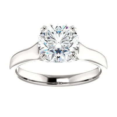 2 Carat Round Real Diamond Solitaire Ring White Gold 14K