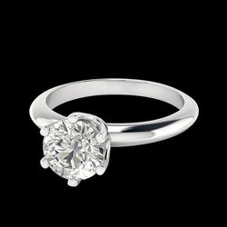 2 Carat Round Solitaire Real Diamond Engagement Ring White Gold 14K