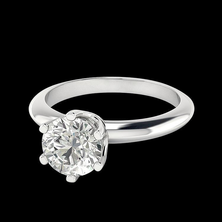 2 Carat Round Solitaire Real Diamond Engagement Ring White Gold 14K