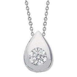 2 Carat Round Tear Drop Shape Natural Diamond Pendant Necklace Gold White 14K