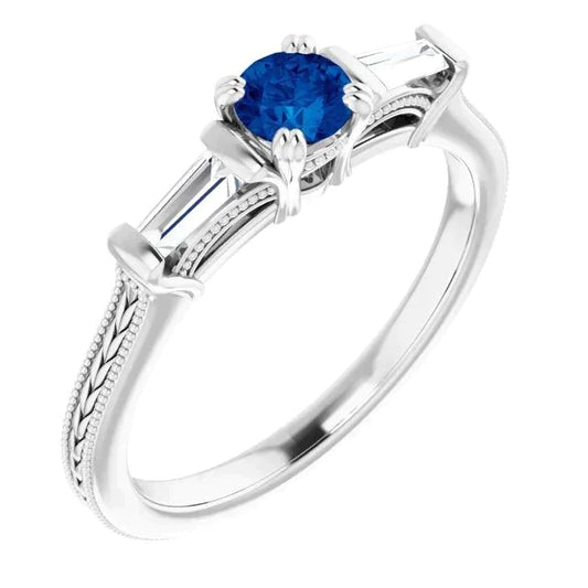 2 Carat Sapphire With Diamonds Ring