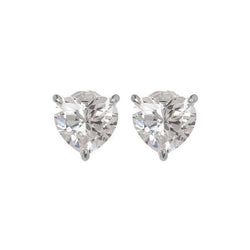 2 Carat Three Prong Set Heart Genuine Diamond Stud Earring White Gold