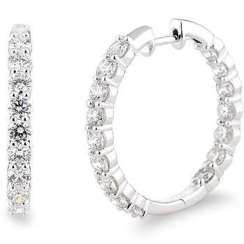 2 Carat Trendy Real Diamond Hoop Earrings