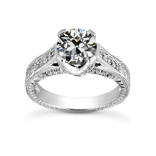 2 Carats Antique Style Engagement Ring Round Old Miner Real Diamond
