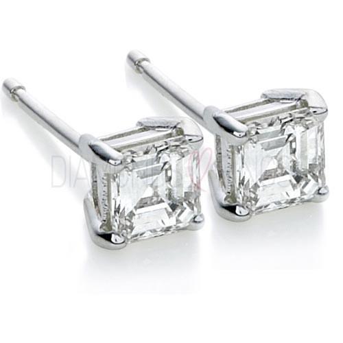 2 Carats Asscher Natural Diamond Stud Women Earring