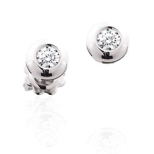 2 Carats Bezel Set Round Cut Real Diamonds Stud Earrings White Gold - Stud Earrings-harrychadent.ca