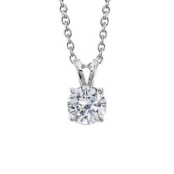 2 Carats Big Round Genuine Diamond Pendant White Gold 14K Prong Set