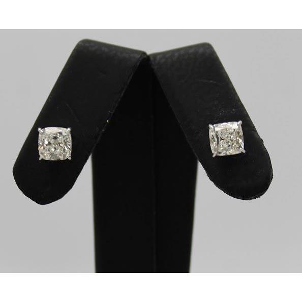 2 Carats Cushion Real Diamond Stud Earring Women Jewelry Diamond Earring