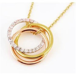 2 Carats Floating Multi Tone And Round Cut Genuine Diamond Gold Pendant