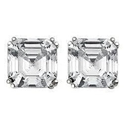 2 Carats Genuine Asscher Cut Diamond Lady Stud Earring White Gold 14K