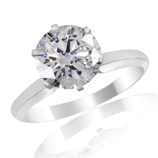 2 Carats Genuine Diamond Solitaire Wedding Ring White Gold 14K