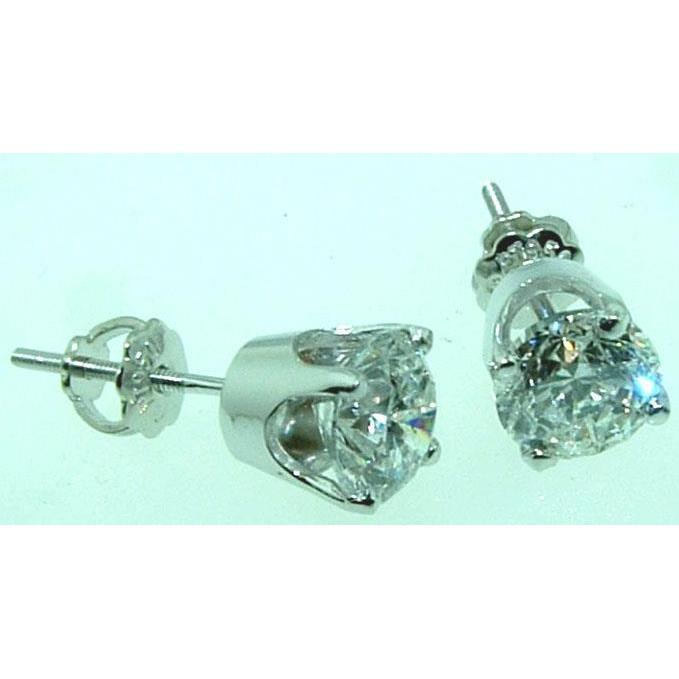 2 Carats Genuine Diamond Studs Earrings Crown Setting Women Jewelry Round