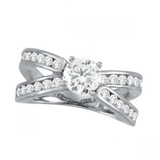 2 Carats Genuine Diamond White Gold Solitaire With Accents Engagement Ring