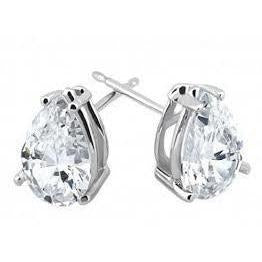 2 Carats Genuine Pear Cut Diamond Stud Women Earring Solid Gold 14K