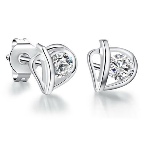 2 Carats Heart Style Studs Earring Round Cut Natural Diamonds