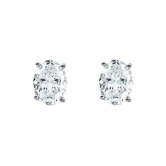 2 Carats Oval Cut Natural Diamond Stud Women Earring White Gold 14K New