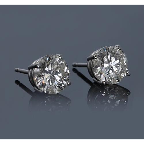 2 Carats Prong Round Real Diamond Stud Earrings