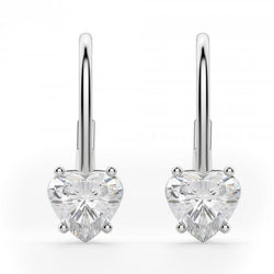 2 Carats Prong Set Heart Cut Real Diamond Women Earring Gold Jewelry