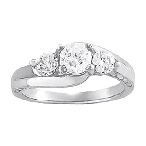 2 Carats Real Diamond Engagement Ring White Gold 14K Three Stone