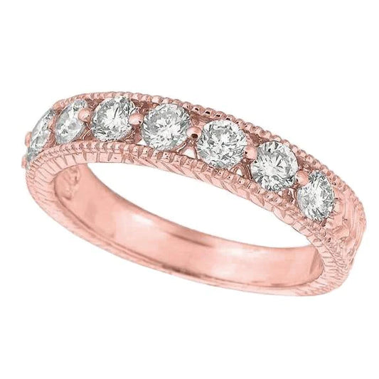 2 Carats Real Diamond Rose Gold 14K Half Eternity Band Jewelry