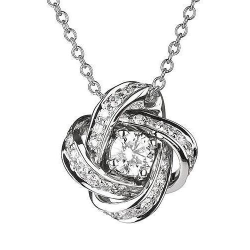 2 Carats Real Diamonds Pendant Necklace Ladies Gold Jewelry