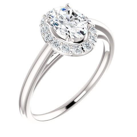 2 Carats Real Oval Cut Diamond Engagement Ring 14K White Gold