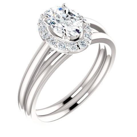 2 Carats Real Oval Cut Diamond Engagement Ring 14K White Gold