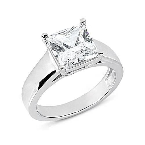 2 Carats Real Princess Diamond Solitaire Engagement Ring New