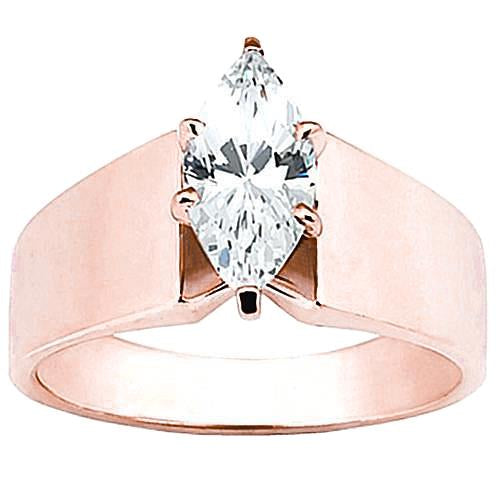 2 Carats Rose Gold Marquise Genuine Diamond Engagement Ring