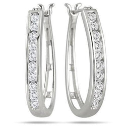 2 Carats Round Brilliant Cut Real Natural Earth Mined Diamond Women Hoop Earring