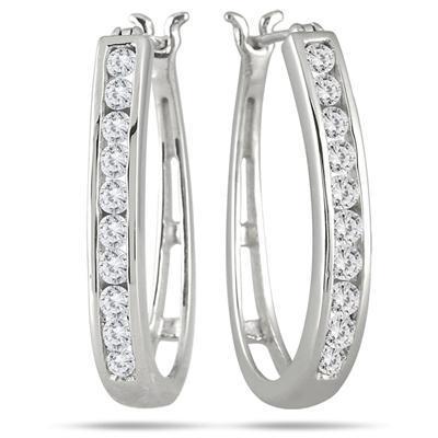 2 Carats Round Brilliant Cut Real Diamond Women Hoop Earring