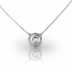 2 Carats Round Brilliant Cut Real Diamonds Pendant Necklace White Gold 14K