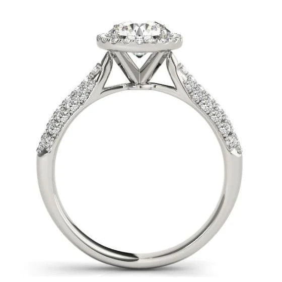 2 Carats Round Brilliant Genuine Diamonds Halo Engagement Ring White Gold 