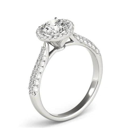 2 Carats Round Brilliant Genuine Diamonds Halo Engagement Ring 
