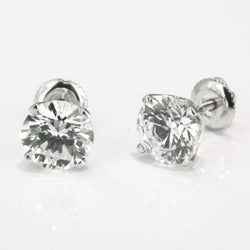 2 Carats Round Cut Genuine Natural Earth Mined Diamond Stud Earring Gold 14K