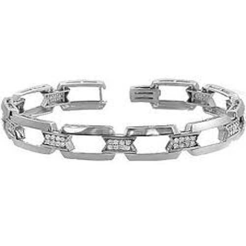 2 Carats Round Cut Men Real Diamond Bracelet White Gold 14K