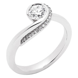 2 Carats Round Cut Real Bezel Set Natural Earth Mined Diamond Ring 14K White Gold