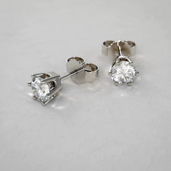 2 Carats Round Cut Real Diamonds Women Studs Earring Crown Setting