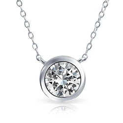 2 Carats Round Cut Real Solitaire Diamond Necklace Pendant White Gold 14K