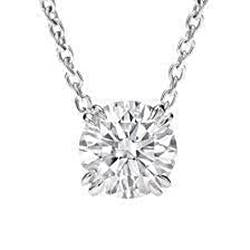 2 Carats Round Cut Solitaire Genuine Diamond Necklace Pendant White Gold 14K