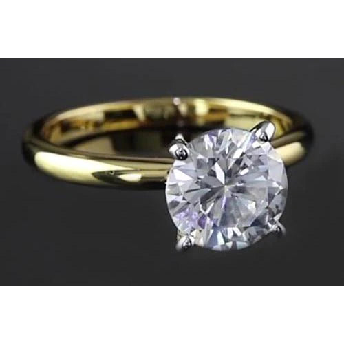 2 Carats Round Genuine Diamond Engagement Ring Gold